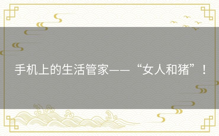 手机上的生活管家——“女人和猪”！