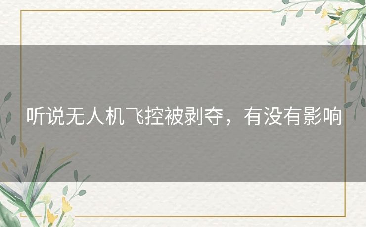 听说无人机飞控被剥夺，有没有影响