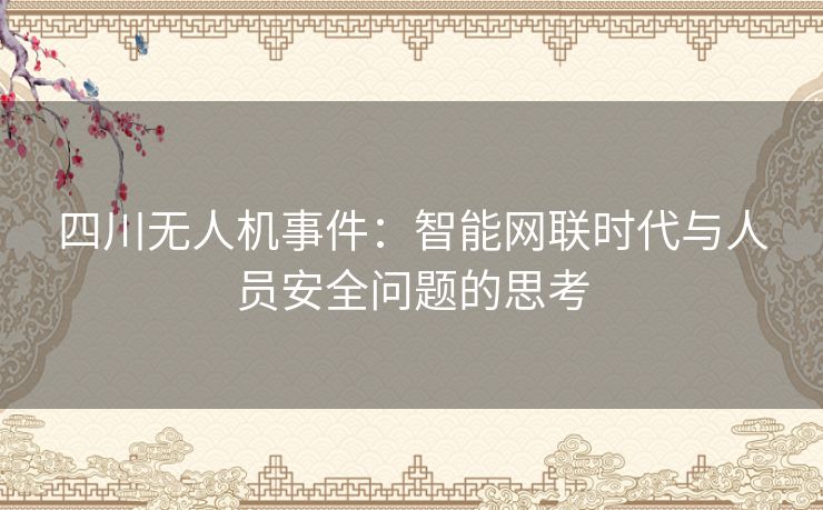 四川无人机事件:智能网联时代与人员安全问题的思考 四川无人机事件:智能网联时代与人员安全问题的思考