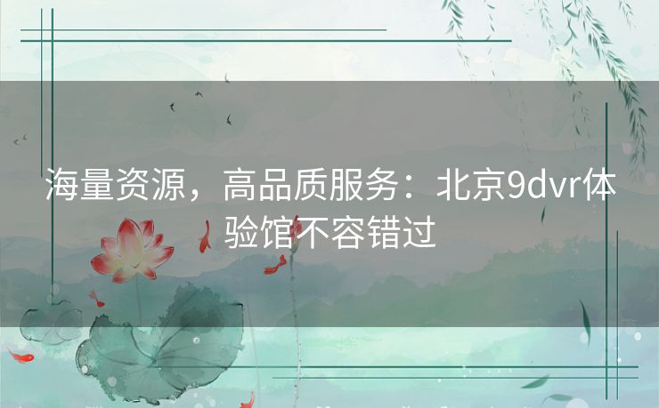 海量资源，高品质服务：北京9dvr体验馆不容错过