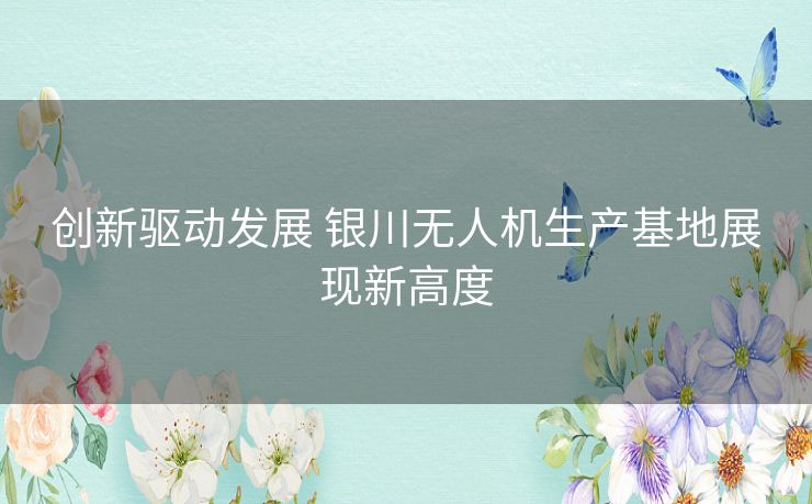 创新驱动发展 银川无人机生产基地展现新高度