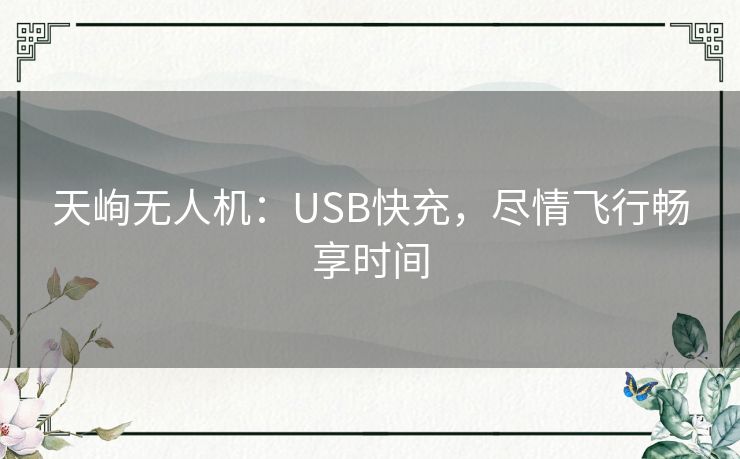 天峋无人机：USB快充，尽情飞行畅享时间