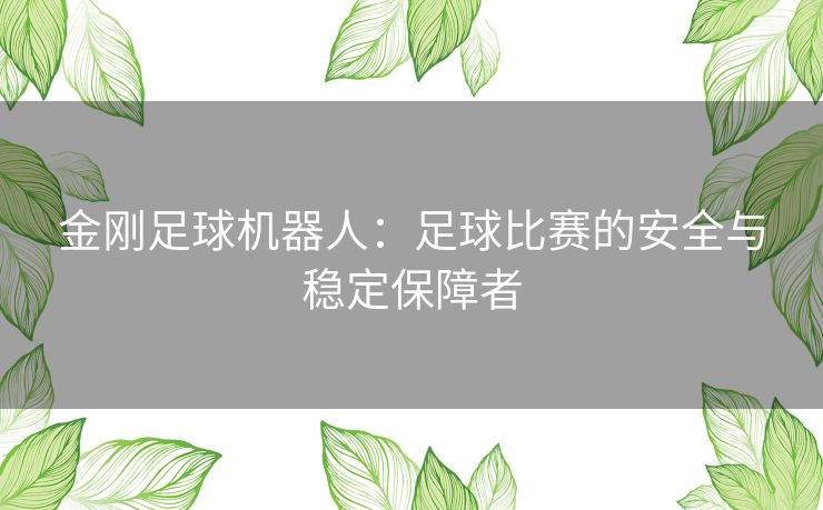 金刚足球机器人：足球比赛的安全与稳定保障者