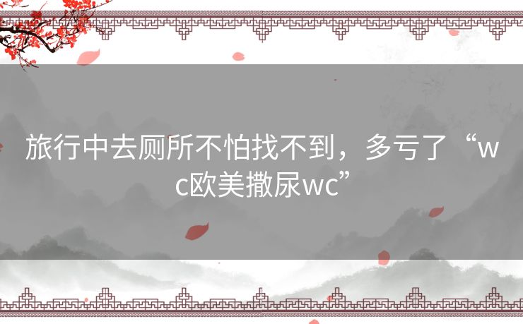 旅行中去厕所不怕找不到，多亏了“wc欧美撒尿wc”