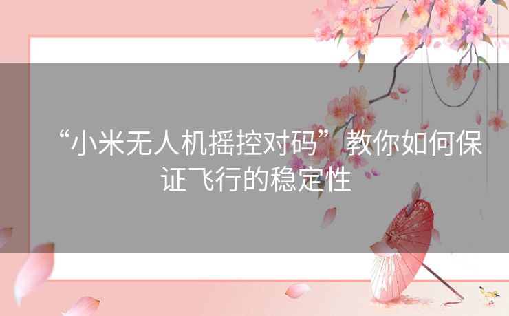 “小米无人机摇控对码”教你如何保证飞行的稳定性