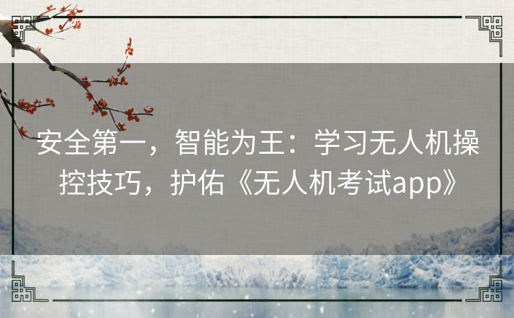安全第一，智能为王：学习无人机操控技巧，护佑《无人机考试app》