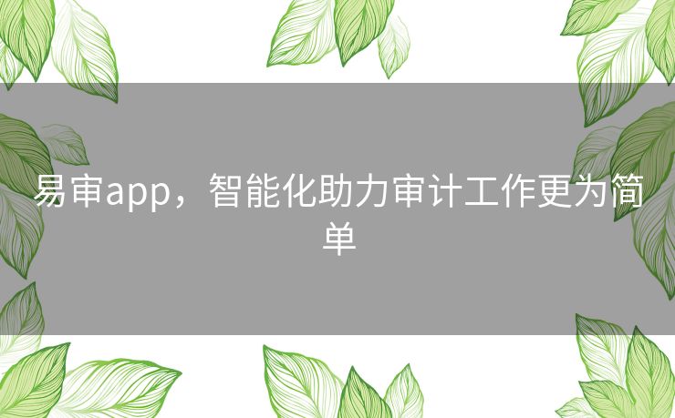 易审app，智能化助力审计工作更为简单