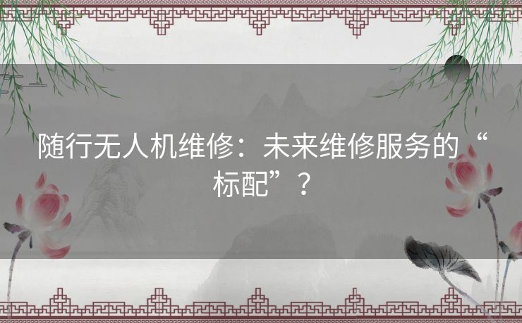 随行无人机维修：未来维修服务的“标配”？