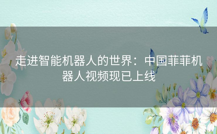 走进智能机器人的世界：中国菲菲机器人视频现已上线