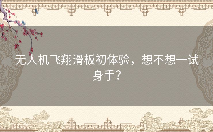 无人机飞翔滑板初体验，想不想一试身手？
