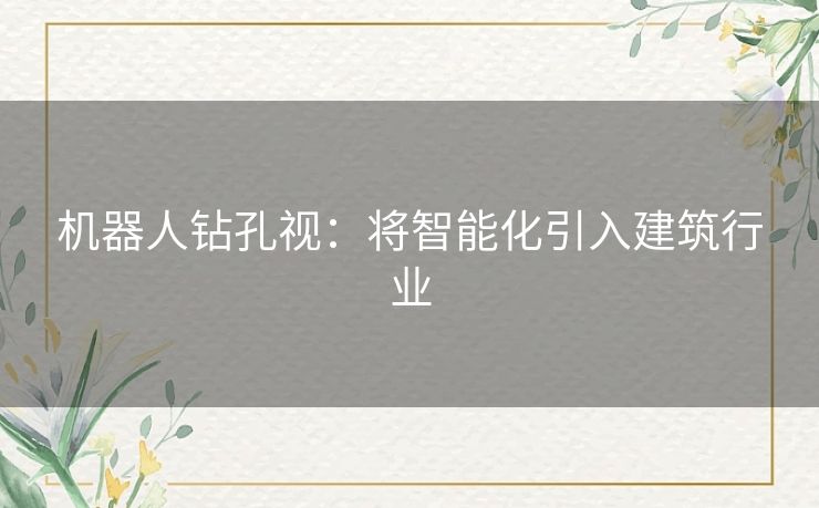 机器人钻孔视：将智能化引入建筑行业