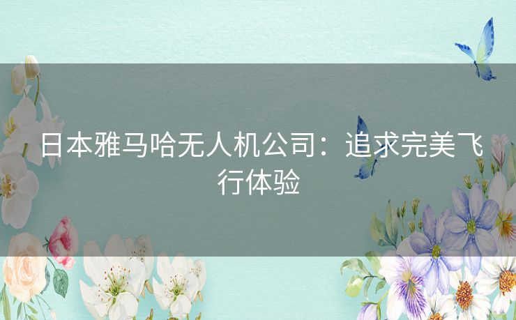 日本雅马哈无人机公司：追求完美飞行体验
