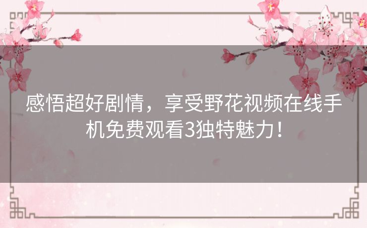 感悟超好剧情，享受野花视频在线手机免费观看3独特魅力！