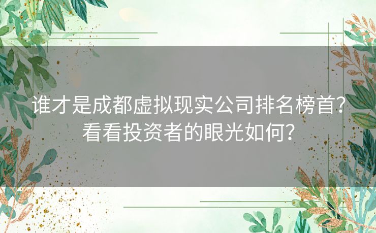 谁才是成都虚拟现实公司排名榜首？看看投资者的眼光如何？