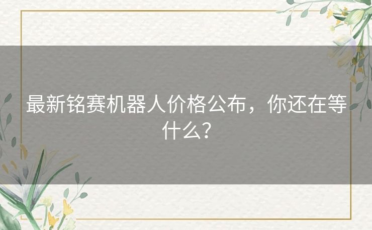 最新铭赛机器人价格公布，你还在等什么？