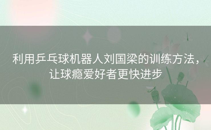 利用乒乓球机器人刘国梁的训练方法，让球瘾爱好者更快进步
