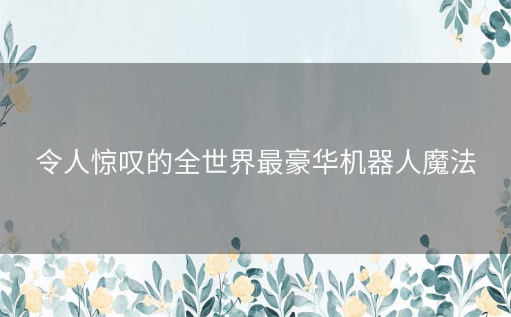 令人惊叹的全世界最豪华机器人魔法