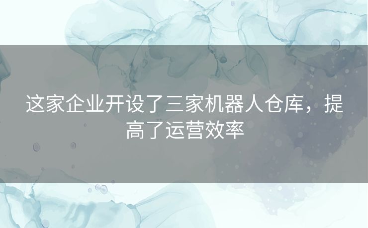 这家企业开设了三家机器人仓库，提高了运营效率