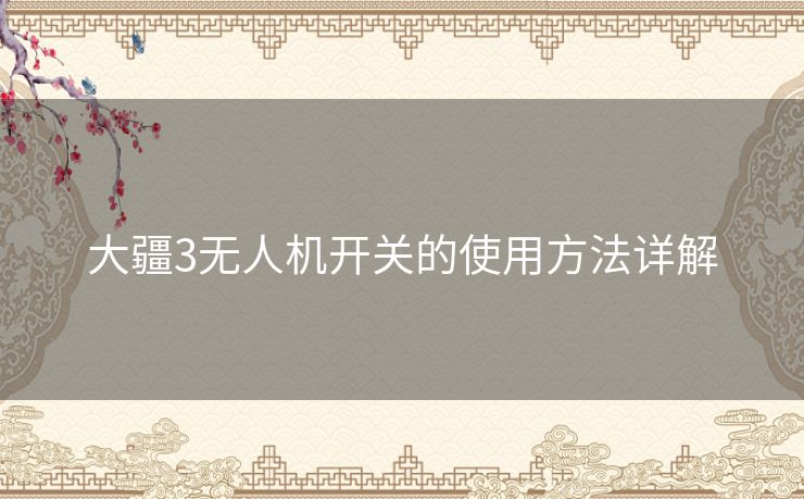 大疆3无人机开关的使用方法详解