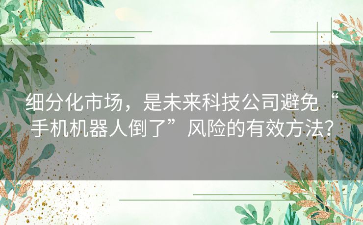 细分化市场，是未来科技公司避免“手机机器人倒了”风险的有效方法？