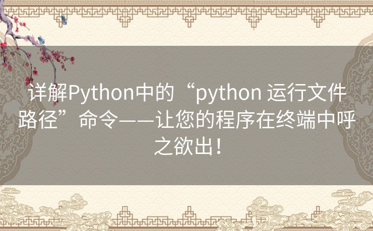 详解Python中的“python 运行文件路径”命令——让您的程序在终端中呼之欲出！