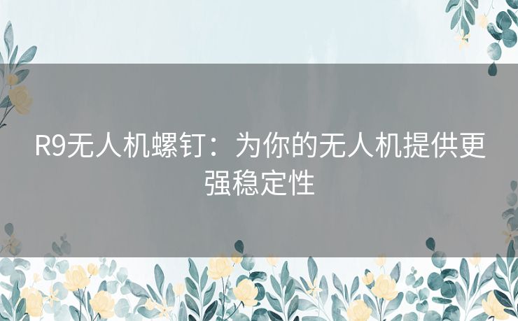 R9无人机螺钉：为你的无人机提供更强稳定性