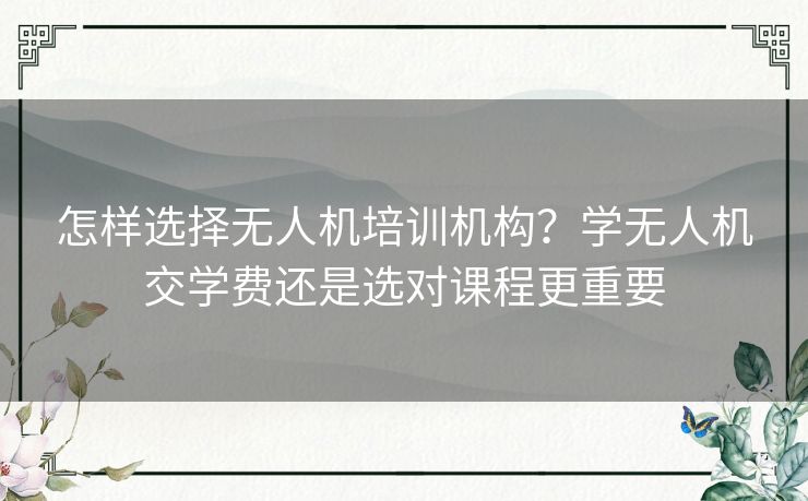 怎样选择无人机培训机构？学无人机交学费还是选对课程更重要
