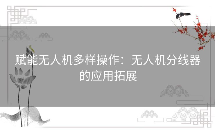 赋能无人机多样操作：无人机分线器的应用拓展