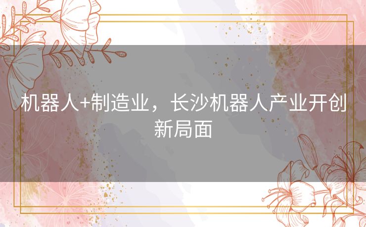 机器人+制造业，长沙机器人产业开创新局面