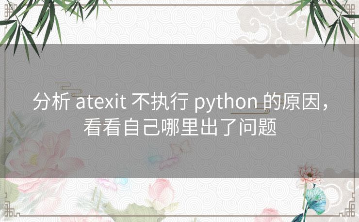 分析 atexit 不执行 python 的原因，看看自己哪里出了问题