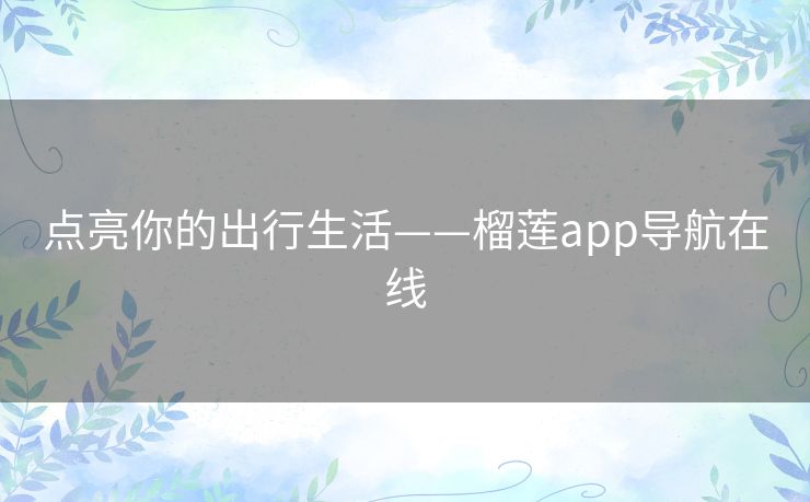 点亮你的出行生活——榴莲app导航在线