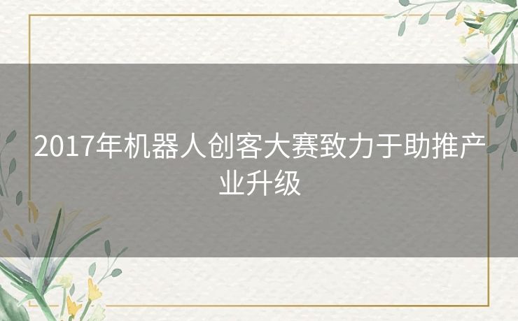 2017年机器人创客大赛致力于助推产业升级