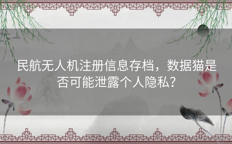 民航无人机注册信息存档，数据猫是否可能泄露个人隐私？