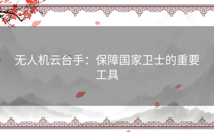 无人机云台手：保障国家卫士的重要工具