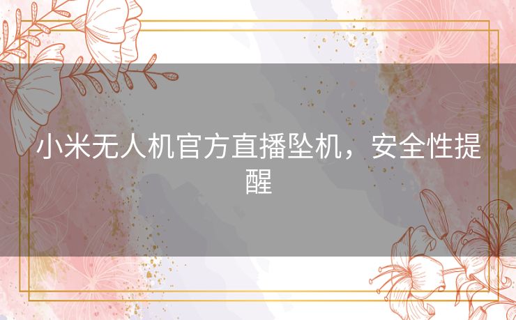 小米无人机官方直播坠机，安全性提醒