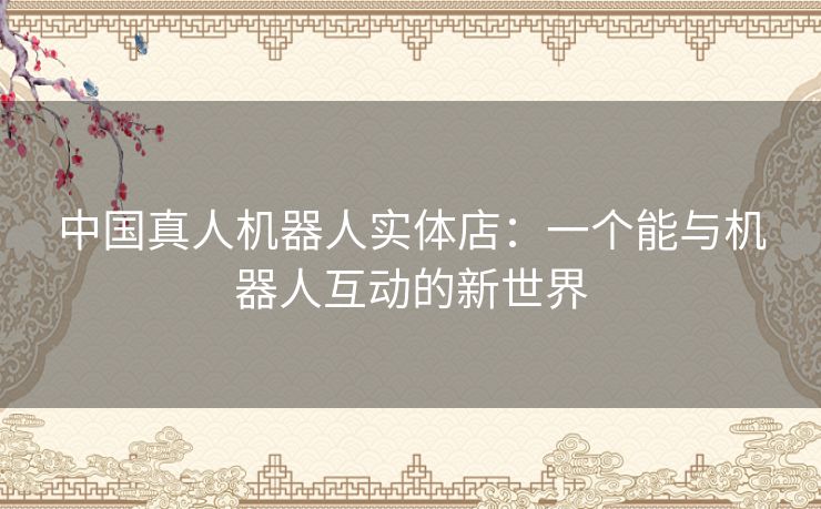 中国真人机器人实体店：一个能与机器人互动的新世界