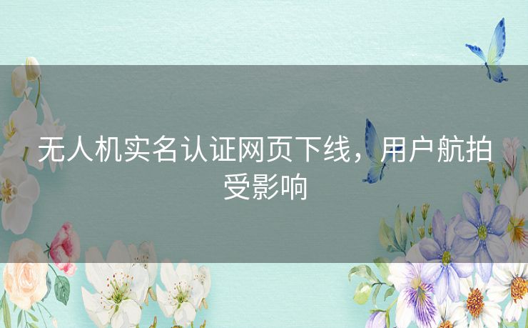 无人机实名认证网页下线，用户航拍受影响