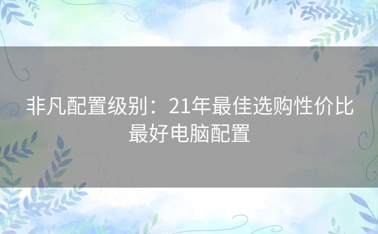非凡配置级别：21年最佳选购性价比最好电脑配置
