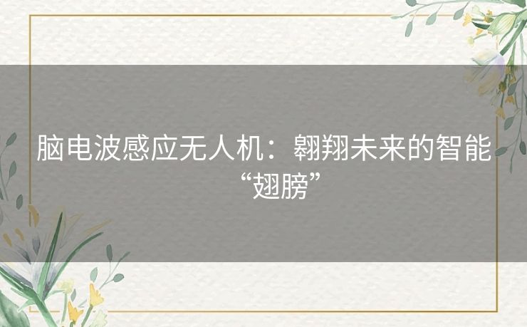 脑电波感应无人机:翱翔未来的智能“翅膀” 脑电波感应无人机:翱翔未来的智能“翅膀”