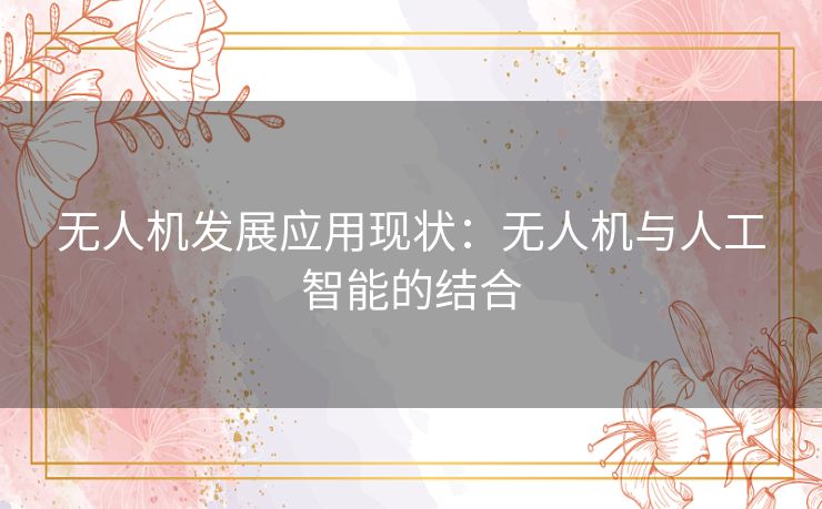 无人机发展应用现状：无人机与人工智能的结合