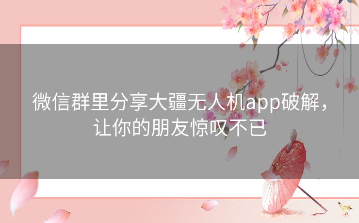 微信群里分享大疆无人机app破解，让你的朋友惊叹不已