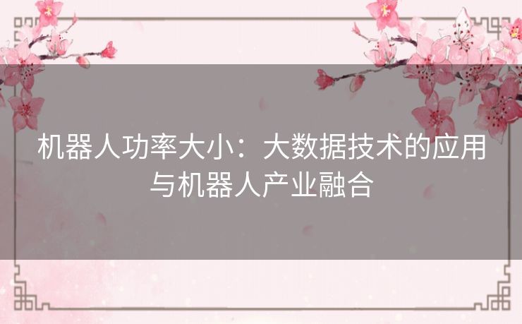 机器人功率大小：大数据技术的应用与机器人产业融合