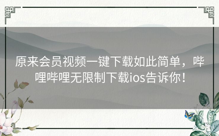 原来会员视频一键下载如此简单，哔哩哔哩无限制下载ios告诉你！
