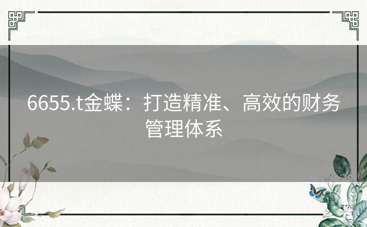 6655.t金蝶：打造精准、高效的财务管理体系