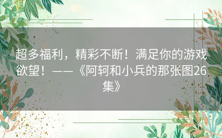 超多福利，精彩不断！满足你的游戏欲望！——《阿轲和小兵的那张图26集》