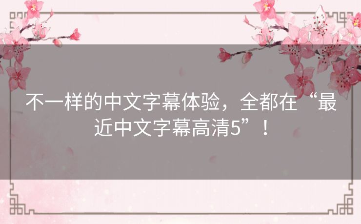 不一样的中文字幕体验，全都在“最近中文字幕高清5”！