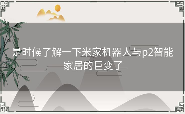 是时候了解一下米家机器人与p2智能家居的巨变了