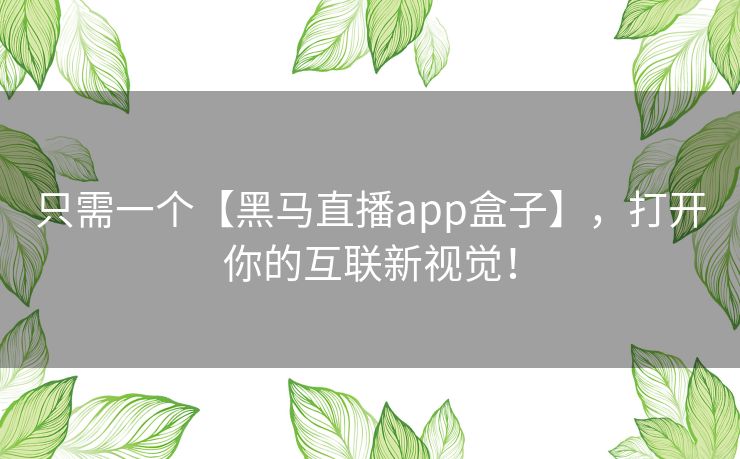 只需一个【黑马直播app盒子】，打开你的互联新视觉！