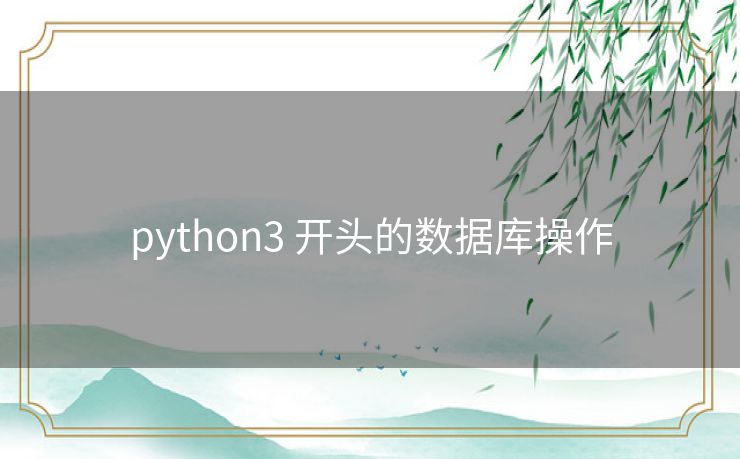 python3 开头的数据库操作