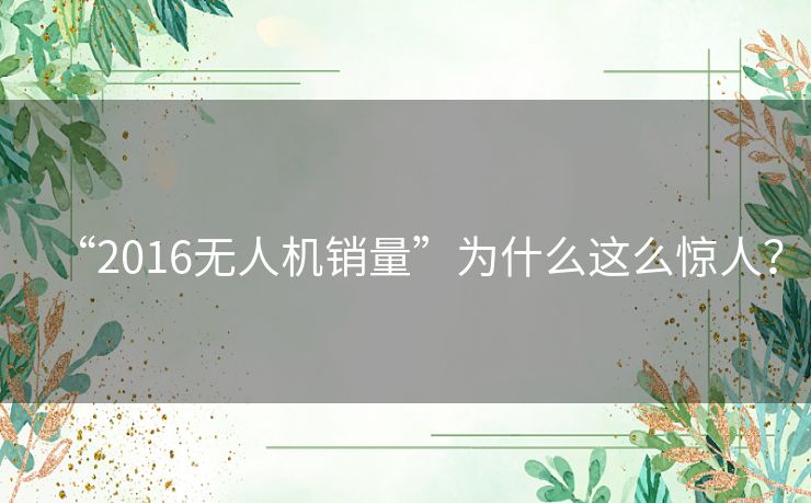 “2016无人机销量”为什么这么惊人？
